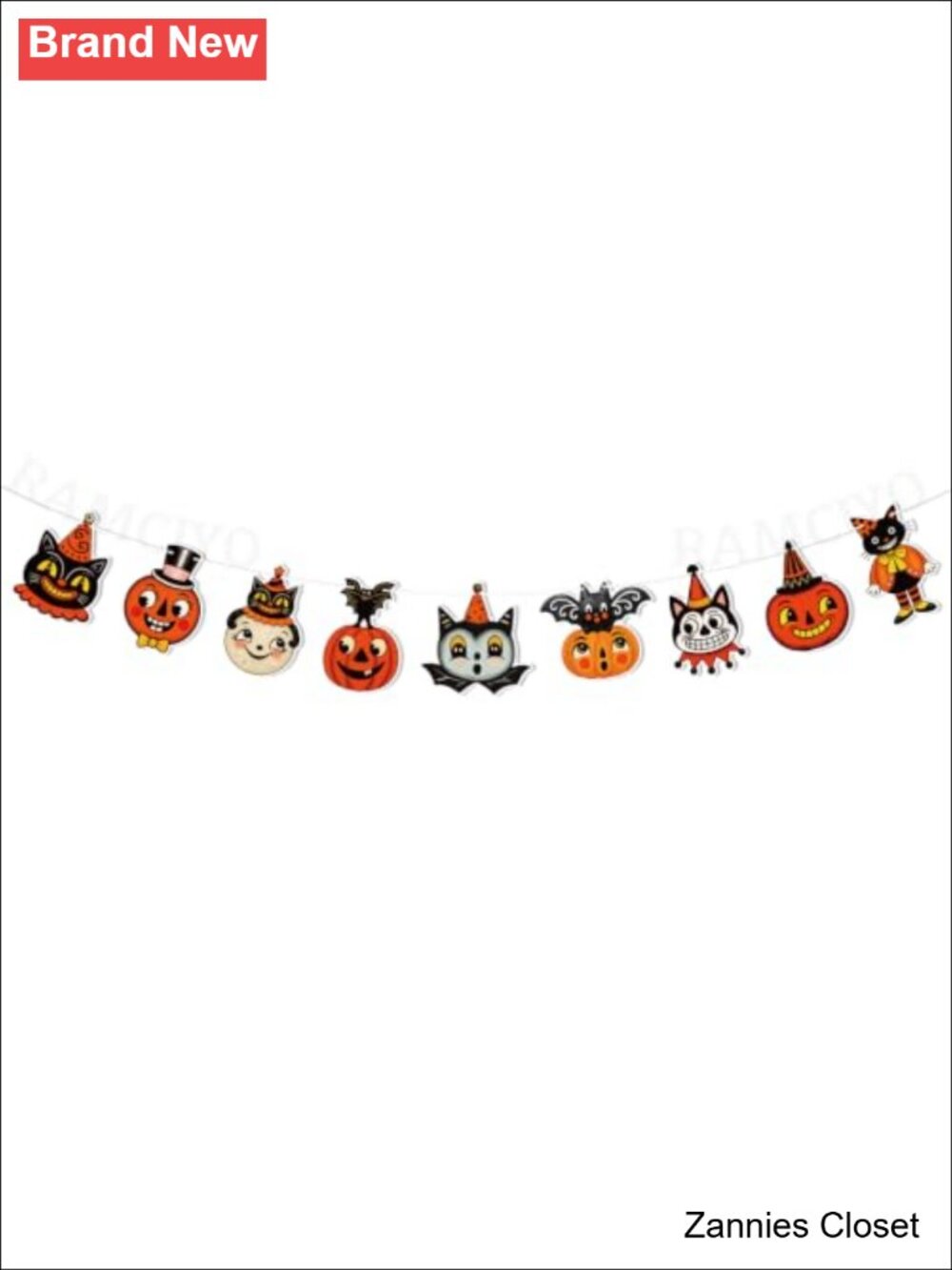 👻 Retro Halloween Faces Paper Garland Banner 1950s Style Party Decor 5-7 Inch